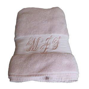 FRONTGATE Resort Collection Turkish Oversized Bath Towel Pink Monogrammed No. 1